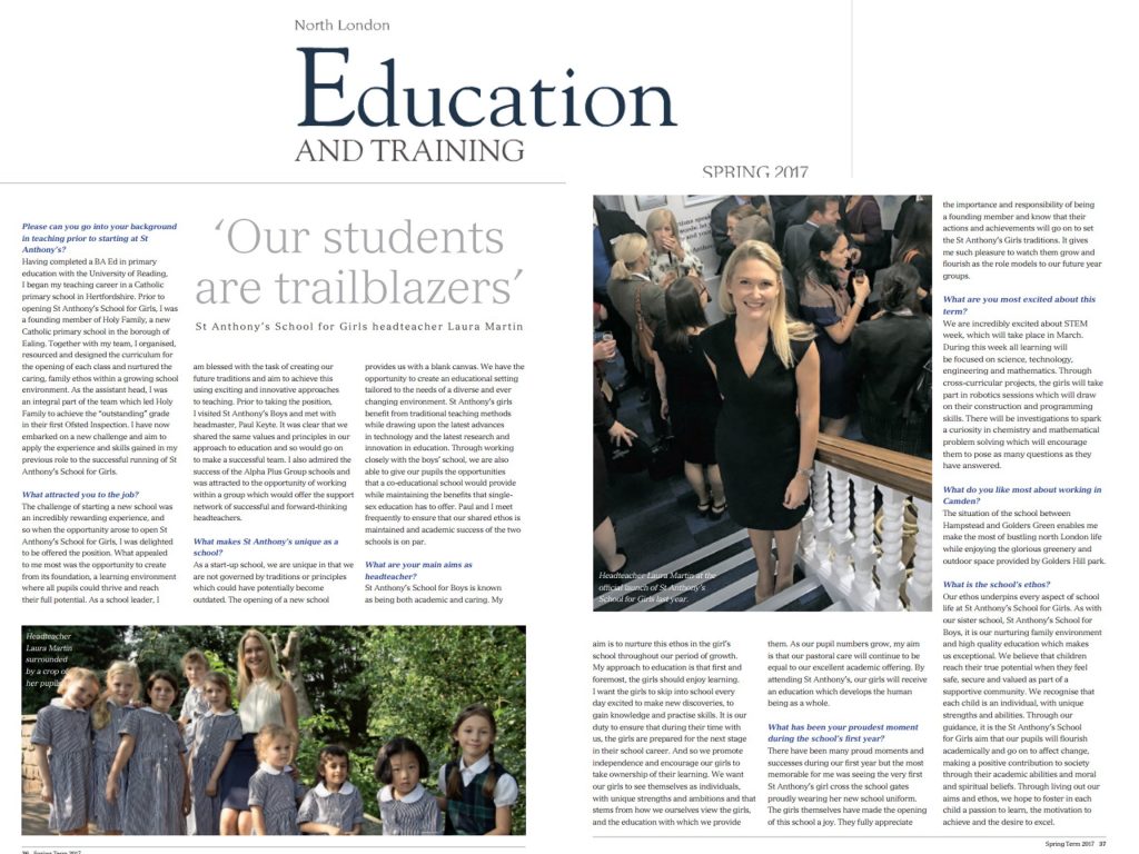 An excerpt from the Ham and High Education Magazine